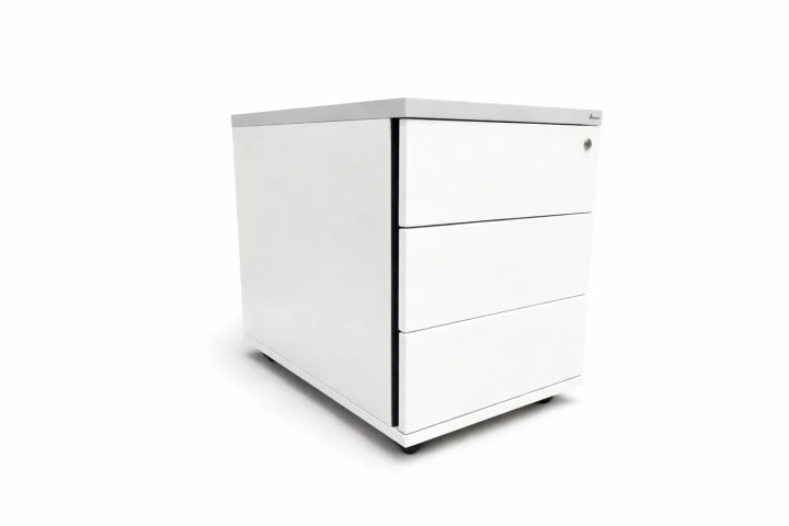 Biały mobilny cabinet z trzema szufladami.png