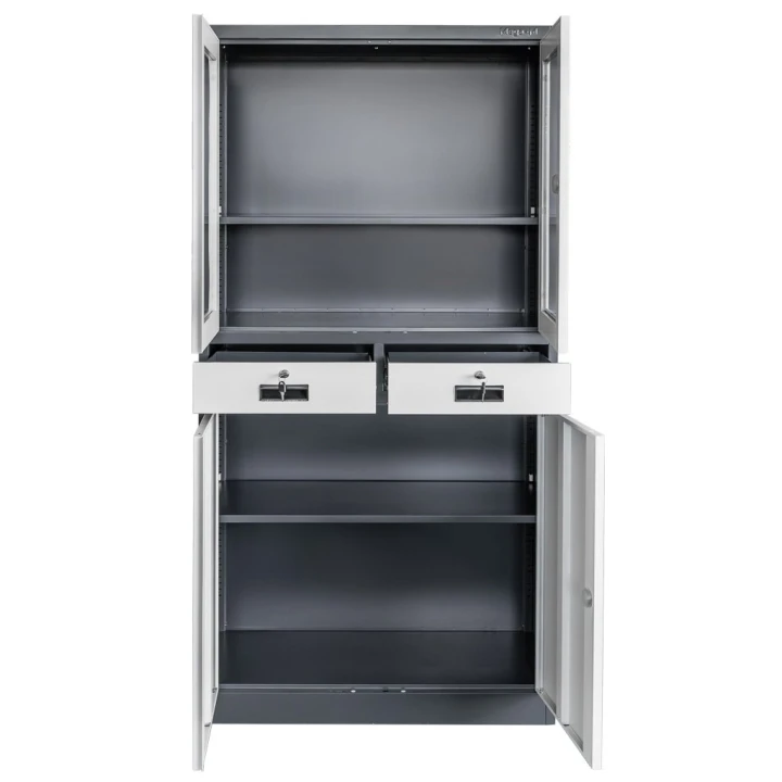 Szafa-biurowa-metalowa-na-dokumenty-Mega-M-WENUS-przeszklone-drzwi-2-szuflady-S-90-cm-G-40-cm-H-185-cm-grafitowa-szary-front-skrecana-8.jpg