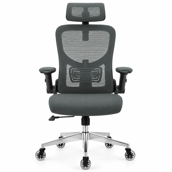 Antracytowe krzesło ergonomiczne na białym tle.png