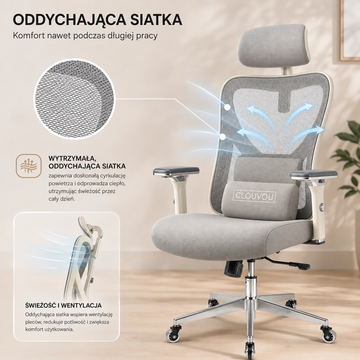 CleverSeat – oddychające oparcie z siatki