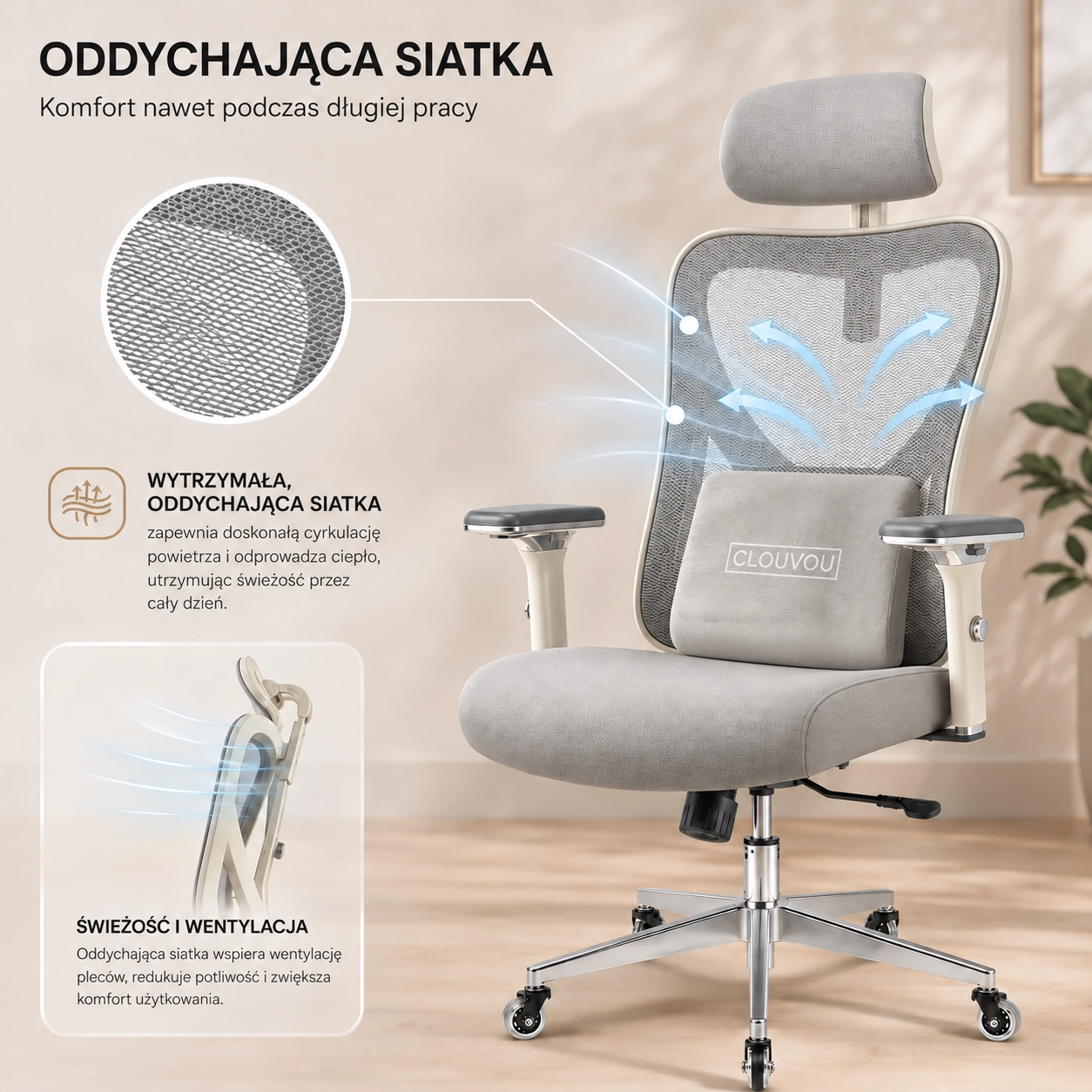 CleverSeat – oddychające oparcie z siatki