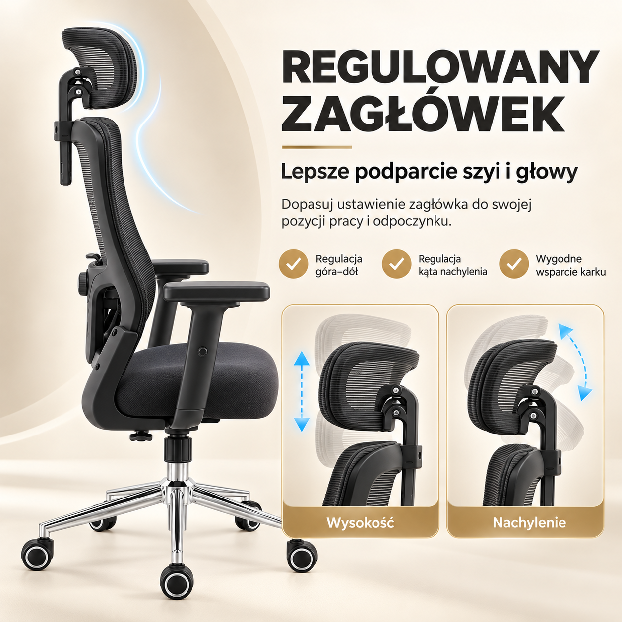 BrightSeat regulowany zagłówek