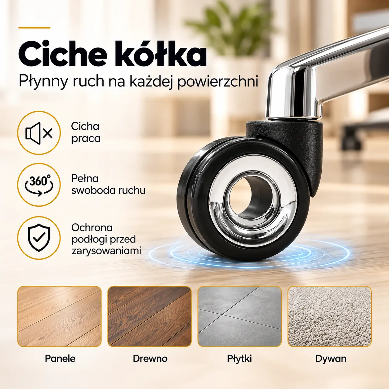 MasterSeat ciche kółka do różnych powierzchni